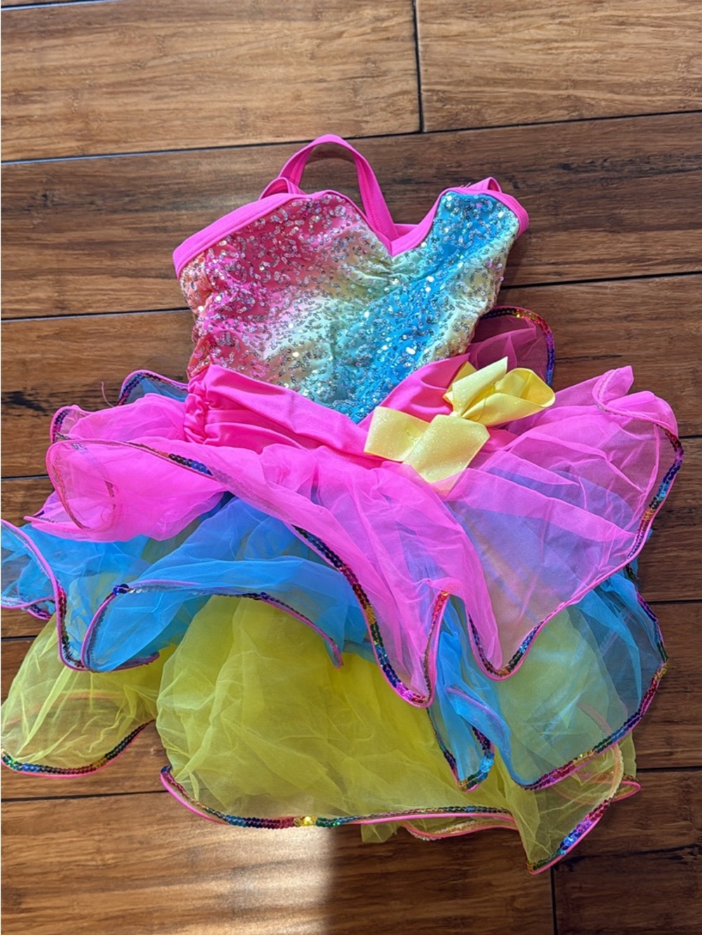 Weissman Rainbow Sequin Tutu Dress - Pink, Blue & Yellow